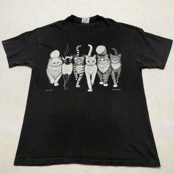 Hanes Beefy-T Other - Vintage 1986 Hep Cat Front and Back Graphic T-Shirt Single Stitch Black Large